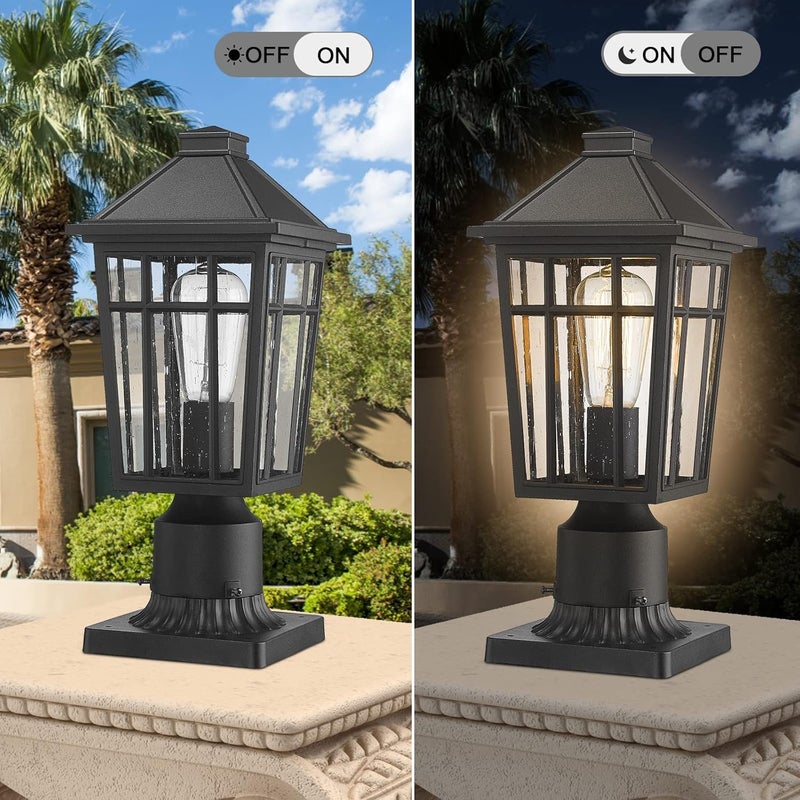Darkaway Outdoor Post Lights Lamp Post Light Fixture, Waterproof Aluminum Housing with Glass, Fence Post Deck Lighting for Garden, Patio, Pathway (1 Pack, Black) - Image 4